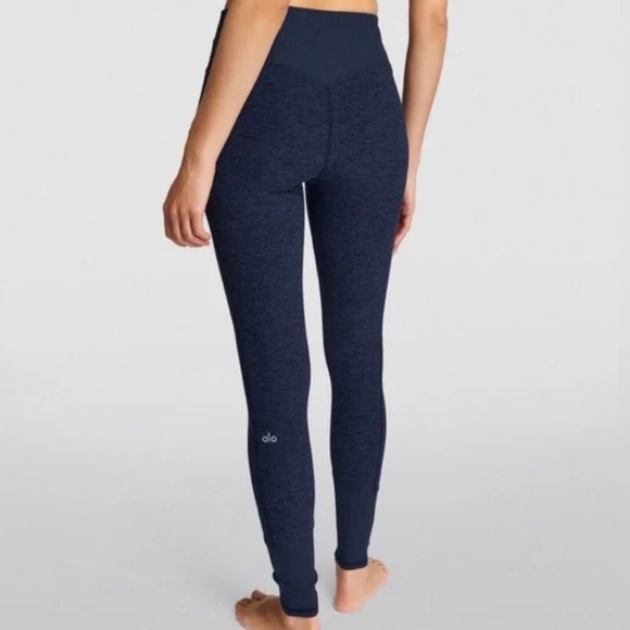 ALO Yoga Alosoft Lounge Rich Navy Heather Leggings - Picture 2 of 5